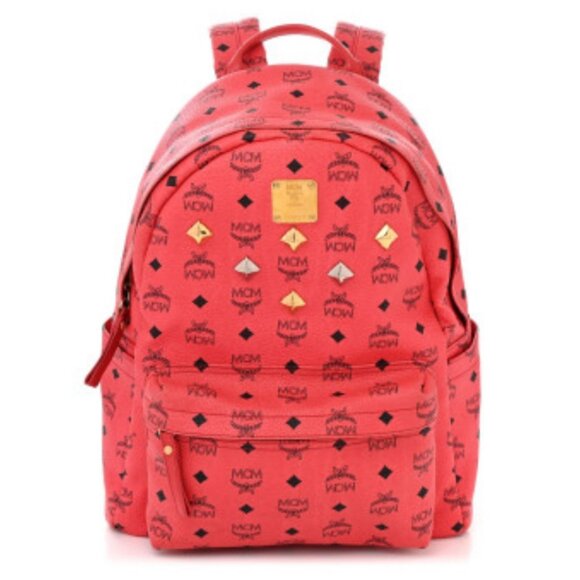 MCM Stark Backpack in a Hot Pink Visetos coated canvas with stud embellishments - Picture 1 of 8
